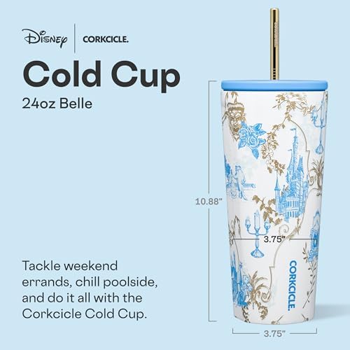 Corkcicle Cold Cup Straw Tumbler, 24 oz, Disney Princess Belle - Image 2