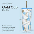 Corkcicle Cold Cup Straw Tumbler, 24 oz, Disney Princess Belle - Image 2