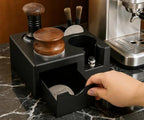Espresso Tamping Station - 7 in 1 Espresso Coffee Organizer Box Fits for Storage 51/54/58MM Espresso Tamper, Distributor, Portafilter and Puck Screen Accessories, Plastic Tamp Station, Black - Image 3