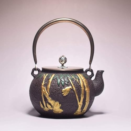 Handmade Cast Iron Tetsubin Teapot 1.2L Uncoated Pig Iron Kettle With Heat Retention For Loose Leaf Tea Brewing - Image 2