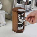 Wooden 58mm Portafilter Stand Holder - 3 in 1 Espresso Basket Organizer Rack for Coffee Baskets, Portafilters & Puck Screens, Grade Coffee Station Accessories with Non-Slip Base - Image 6