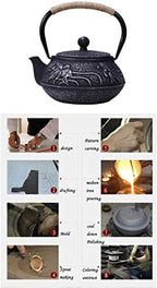 tetsubin Cast iron Tea Kettle workshop Healthy japanese fish pattern Teapot with Stainless Steel Infuser（30.4oz） - Image 6