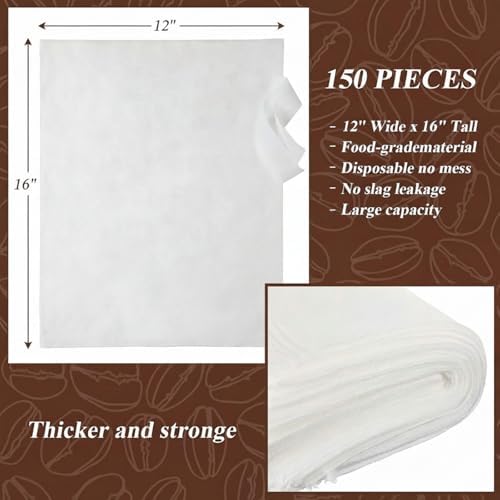 Tegeme 150 PCS Brew Bags, 16" x 12" Large Cold Coffee Filter Bags - Image 2