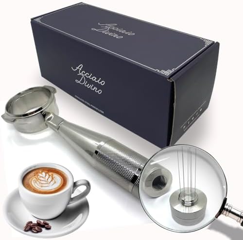 Divine Steel Integrated WDT Portafilter 100% Stainless Steel - Durable, Rust-Resistant, All-Metal Design for Precision Brewing (La Marzocco - Bottomless) by Unknown