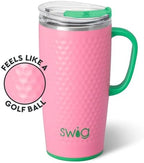 Swig Life 22oz Travel Mug, Insulated Tumbler with Handle and Lid, Travel Coffee Mug, Cup Holder Friendly, Stainless Steel 22 oz Tumbler, Reusable Insulated with Lid (Azalea Golf Ball) - Image 3