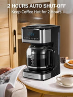 Ihomekee Coffee Maker, Programmable Drip Coffee Machine 12 Cup - Image 3