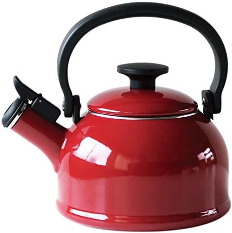 Fuji Enamel CTN-1.6WK.WR Whistling Kettle, Induction Compatible, Cotton, 0.5 gal (1.6 L), Wine Red by FUJIHORO