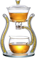 RORA Glass Teapot Set Semi Automatic Drip Rotating with Infuser Lazy Kungfu Tea pot Set (Yellow) by RORA