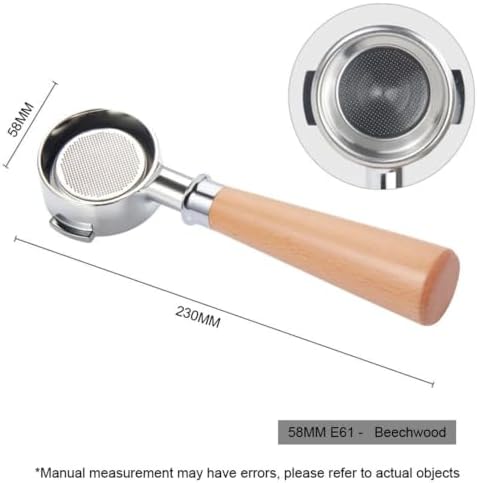 58mm Bottomless Coffee Portafilter For E61 Grouphead Espresso Machines Two-Ear Coffee Handle With Filter Basket Barista Tools filter basket(E61 Beechwood-A2) - Image 2