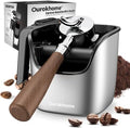 Ourokhome Espresso Knock Box with Lid, Compact Coffee Grounds Container for Home Coffee Bar, Removable Knock Bar, 304 Stainless Steel Exterior, Non-Slip Base & Handle, Easy Clean by Ourokhome