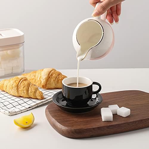 Sweejar Porcelain Espresso Cup & Saucer Set, Stackable Demitasse Cups with Metal Stand, 2.5 OZ for Latte,Coffee,Cafe Mocha,Tea, Set of 6 (Black) - Image 4