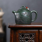 Tea Kettle Creative Handmade Green Clay Huwei Round Large Capacity Teapot Living Room Coffee Table Teapot Ceramic Tea Infuser - Image 6