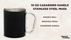 DISCOUNT PROMOS Stainless Steel Mugs with Carabiner Handle 10 oz. Set of 10, Bulk Pack - Perfect for Coffee, Soda, Other Hot & Cold Beverages - Black - Image 3