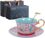 6.8oz Single Coffee Cup Set Hand Painted Saucer Spoon Gift Kit by Fancyall