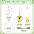 50 Sets Bridal Shower Tea Party Favor for Guests Leaf Tea Spoon Heart Tea Infuser for Loose Leaf Tea Steeper with Thank You Card Organza Bags for Wedding Decoration Gift Souvenirs (50, Gold) - Image 2