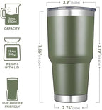 DOMICARE 30oz Tumbler Bulk with Lid and Straw, Double Wall Travel Coffee Mug, Insulated Vacuum Stainless Steel Tumblers, Powder Coated Tumbler Cup (Army Green, 8) - Image 3