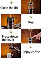 French Press Coffee Maker Stainless Steel Cafetiere Glass Jug, Stainless Steel Coffee Plunger Filter, Manual Coffee Maker Copper Finish, Coffee Press,-350ML - Image 5