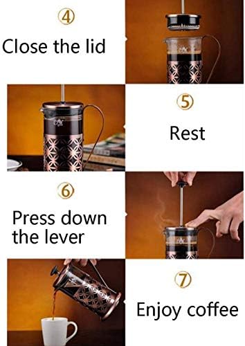 French Press Coffee Maker Stainless Steel Cafetiere Glass Jug, Stainless Steel Coffee Plunger Filter, Manual Coffee Maker Copper Finish, Coffee Press,-350ML - Image 5