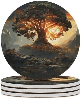 Natural Beauties Coasters Round Coasters Set Ceramic Stone Coaster with Cork Base Coffee Cup Beverage Cup Mat Cute Funny Table Drinks Coaster for Mugs and Cups Office Kitchen by Unknown