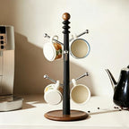 Wooden Mug Tree Holder, Countertop Coffee Cup Stand with Solid Wood Base for Mugs, Jewelry & Kitchen Organizer - Image 2