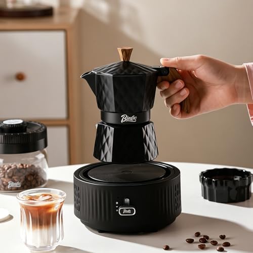 Bincoo Double Valve Moka Pot 2 Cups,Stovetop Espresso Maker,Italian Coffee Maker for Home and Camping (Black) - Image 4