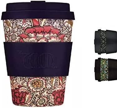 Ecoffee Cup 12oz (350ml) William Morris Reusable Coffee Cup – PLA Plant-Based Travel Mug with Silicone Lid, Melamine Free & Dishwasher Safe – Wandle by EcoffeeCup