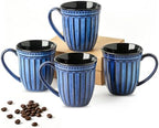 HASENSE 16oz Ceramic Coffee Mugs Set of 4, Vertical Stripe Mugs with Handle by Hasense