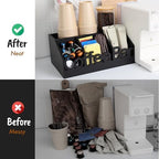 Coffee Bar Organizer Countertop, Wood Tea & Coffee Pod Station Caddy, Black - Image 5