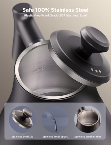 Govee Smart Electric Kettle, WiFi Variable Temperature Gooseneck Pour Over Kettle and Tea Kettle, Alexa Control, 1200W Quick Heating, 100% Stainless Steel, 0.8L, Matte Black (Pack of 2) - Image 5