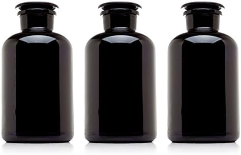 Infinity Jars 2L (68 Fl oz) Black Ultraviolet Blocking Glass Apothecary Jar Airtight Smell‑Proof Refillable Container for Herbs, Spices, Tea & Essential Oils 3-Pack by InfinityJars
