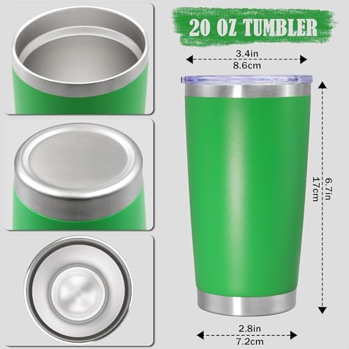 20oz Tumbler Insulated Coffee Tumblers with Lid Stainless Steel Green 12P - Image 4
