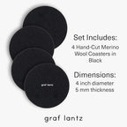Graf Lantz - Bierfilzl Merino Wool Round Coasters Set of 4 - Black (4" Circles) - Absorbs 30% of Weight - German Wool - Heat Resistant, Sustainable, & Reusable - Home Decor & Coffee Table Decor - Image 4