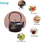 1200ml Japanese Cast Iron Teapots Tetsubin Tea Kettle Set With Pure Copper Pot Lid And Handle, For Loose Leaf Tea And Teabags, Plum Blossom Pattern, Black - Image 3