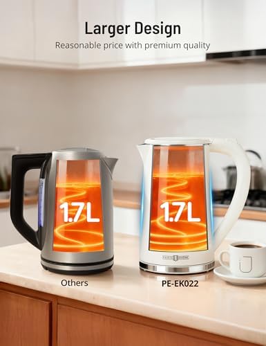 Paris Rhône Electric Kettle, Tea Kettle with 6 Temperature Settings, 1.7L Cordless Hot Water Boiler Heater, Strix Thermostat, Touch Control, Auto-Shutoff/Boil-Dry Protection, Keep Warm, LED Indicator - Image 4