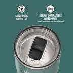 THERMOS Icon Series 24oz Stainless Steel Tumbler with Slide Lock Lid, Leakproof, Fits Cupholder, Dishwasher Safe, Griptec™ Non‑Slip Base, Keeps Drinks Hot 6 Hrs/Cold 22 Hrs, Spruce - Image 4
