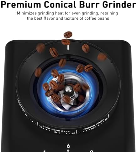 Secura Stainless Steel Conical Burr Coffee Grinder – 35 Grind Settings, 2-12 Cup Capacity, 8.8 oz Bean Storage, One-Touch Operation - Image 3