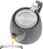 Tealyra - Pluto Porcelain Small Teapot Grey - 18.2-ounce (1-2 cups) - Unique Finish - Stainless Steel Lid and Extra-Fine Infuser To Brew Loose Leaf Tea - 540ml - Image 5