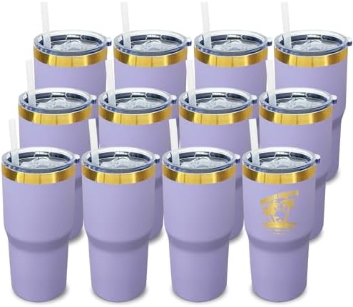 20 oz Tumbler Bulk Stainless Steel Tumblers with Lids and Straws Lilac by MetalyaTumblers