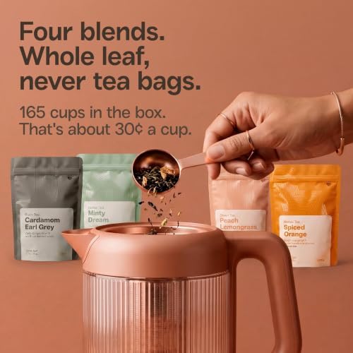 Viante Nina Electric Tea Kettle Gift Set with 4 Loose Leaf Teas, 1.5L Glass and Stainless Steel, Zero Plastic Water Path, 4 Temperature Presets, Removable Infuser, Up to 132 Cups (Terracotta) - Image 4
