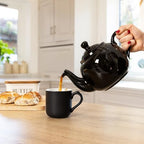 London Pottery Farmhouse 4 Cup Ceramic Teapot with Removable Infuser and Lid, Large Tea Pot with Stainless Steel Fine Mesh Strainer, 40.6 OZ / 1200ml Tea Pot for Loose Tea or Bags (Gloss Black) - Image 7