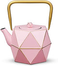 Toptier Cast Iron Teapot, Stovetop Safe Japanese Cast Iron Tea Kettle, Diamond Design Tea Pot with Removable Infuser for Loose Tea, 30 Ounce (900 ml), Pink by toptier