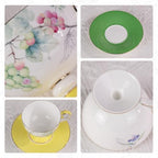 KAMMAK Tea Cups Set of 2,Ceramic Floral Pattern Demitasse Cup - Image 4