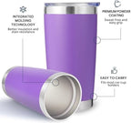 Volhoply 20oz Stainless Steel Tumbler with Lid and Straw Bulk 8 Pack,Double Wall Insulated Travel Iced Coffee Mug Fits Cup Holder,Powder Coated Cups for Hot/Cold Drinks,Gifts for Women（Purple,8 Set） - Image 4