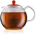 Bodum Assam Tea Press with Glass Handle and Coloured Plastic Lid, 1 L (34 oz) - Red by Bodum