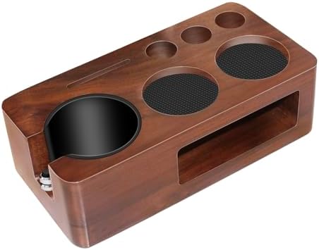 Espresso Tamping Station,Multifunctional Tamping Station,Non-slip Tamper Station,Espresso Station fit for storage 51-58mm Tamper Distributor Portafilter,Walnut Tamper Holder,Coffee Portafilter Holder by Carfeel