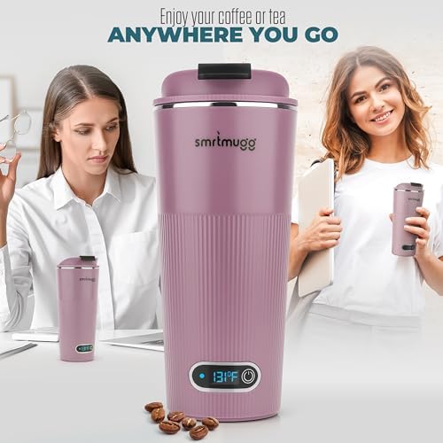 SmrtMugg GO Heated Coffee Mug, Travel Mug, 13.5 OZ. Smart Mug, Battery Powered Heated Coffee Mug, Great for Coffee and Tea, Snap on Magnetic Charging Cord, Adjustable Temperature (Lilac) - Image 6