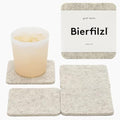 Graf Lantz - Bierfilzl Merino Wool Square Coasters Set of 4, Heather White (4"x4"x5mm), Absorbs 30% Weight, Natural German Wool - Heat Resistant, Sustainable, Reusable - Home Decor, Coffee Table Decor by GrafLantz