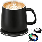 Smart Temperature Control Mug, 13 Oz Premium Ceramic Coffee Cup with 15W Wireless Charger, Charges Phones, Matte Black by Unknown