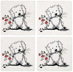 CafePress Coton De Tulear Gardener Tumbled Stone - Set of 4 Coasters Set of 4 w/holder - Image 4