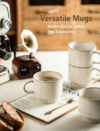 Gomakren Coffee Mugs Set of 4 Ceramic Coffee Cup with Stand, Creamy White - Image 7